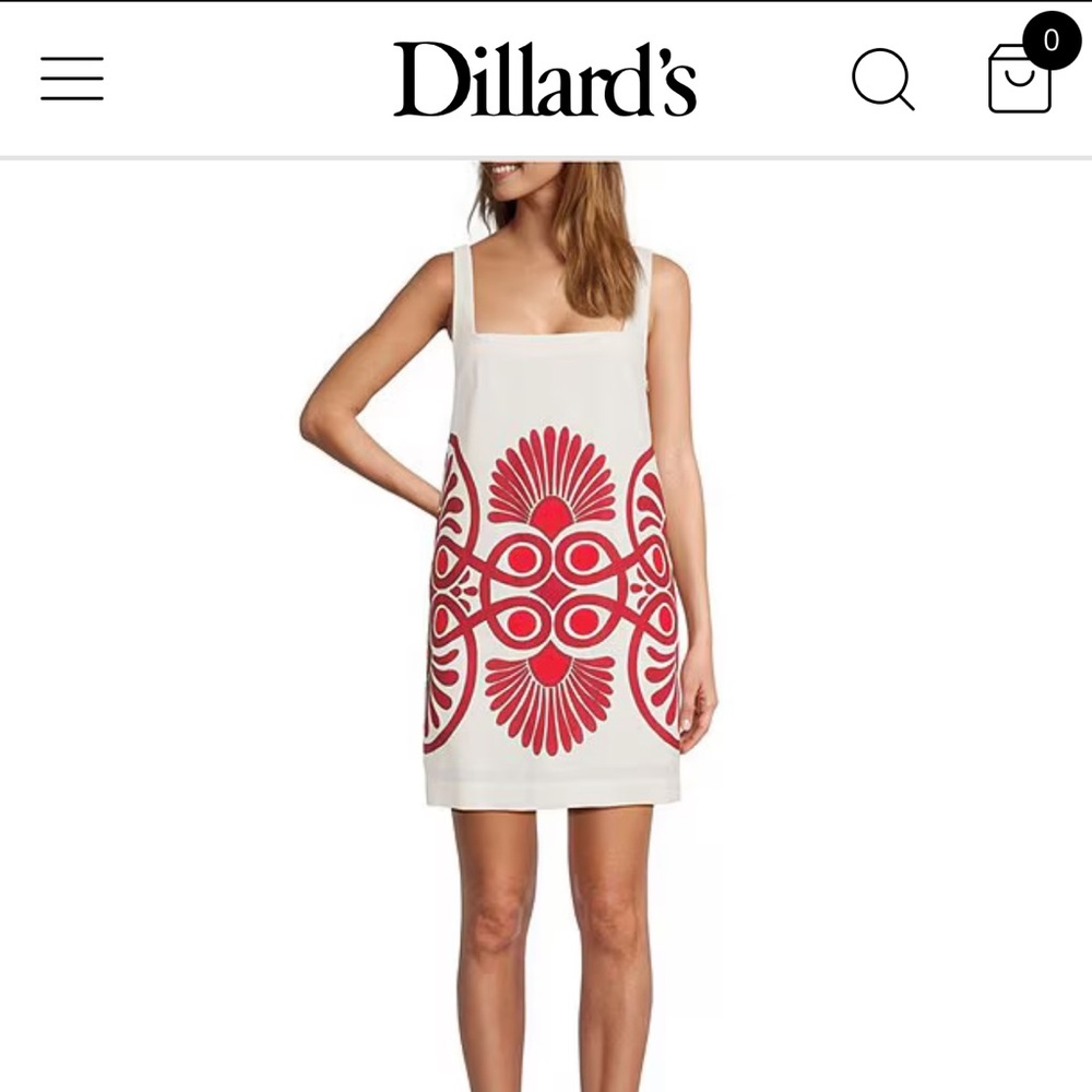 ANTONIO MELANI Red and Cream Mini Dress Size Medium